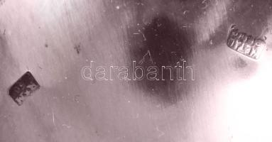 6 személyes ezüstözött kanál és villa készlet, dobozában, jelzett, h: 17 cm