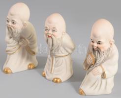 3 darab kínai bölcs figura, m: 8,5 cm alatt