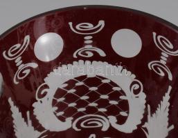 Antik bíborpácolt váza csiszolt mintával, m: 21 cm