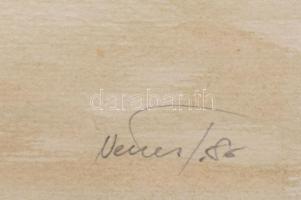 Nemes Tibor (1955-): Balatoni vitorlások, 1986. Akvarell, papír, jelzett. Lap szélén pazpartuzás nyo...