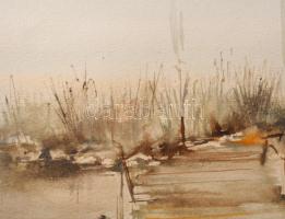 Nemes Tibor (1955-): Balatoni vitorlások, 1986. Akvarell, papír, jelzett. Lap szélén pazpartuzás nyo...