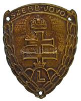 1930 k. "Szebb Jövőt" bronz levente lemezjelvény (44x34mm) T:XF tű nélkül, rögzítésre szolgáló lyukakkal