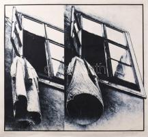 Prutkay Péter (1947-2022): Széllelbélelt, 1981. Szitanyomat, papír. Jelzett. Számozott: 5/10. 40,5x45 cm. Sérült.