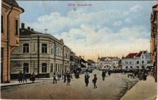 1917 Léva, Levice; Kossuth tér, üzletek, piac. Schulcz Ignácz kiadása / square, shops, market (Rb)