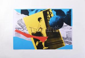 Matkó Katalin (-): A legújabb divat (cím nélkül). Kollázs, papír. Jelzett. Kartonon, karton szélén ázásnyommal. 30x42 cm.