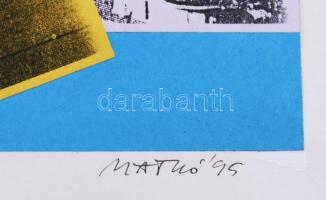 Matkó Katalin (-): A legújabb divat (cím nélkül). Kollázs, papír. Jelzett. Kartonon, karton szélén á...