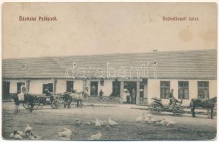 1916 Palást, Piastovce; Szövetkezeti üzlet, lovaskocsi. A képeslap címzettje palásti Palásthy Fábián óbecsei tanító / shop, horse carriage (Rb)