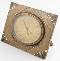 Zenith szecessziós zománcmintás asztali óra, bronz, nem működik, 12x8 cm