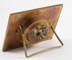 Zenith szecessziós zománcmintás asztali óra, bronz, nem működik, 12x8 cm