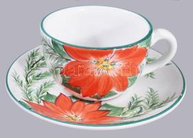 Herend Pottery karácsonyi stílusú 7 rész4s szervírozó szett, közte fenyőfa alakú kínáló h: 39 cm