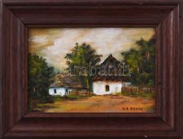 Bajkai Braun Géza (1937-2019): Őrségi ház. Olaj, farost. Jelezve jobbra lent. 12,5x18,5 cm. Fakeretb...