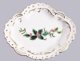 Aquincumi karácsonyi mintás ékszeres tál, jelzett, hibátlan, 11x14 cm