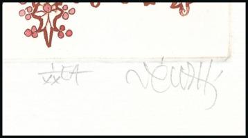 Vén Zoltán (1941- ): Corvina Bibliotheca (kisgrafika Jézus ábrázolással). Rézkarc, papír, jelzett, m...