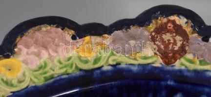 cca 19. sz. vége, Fischer Emil virágtartó kaspó, jelzett, felületi sérüléssel, kopással, több helyen...