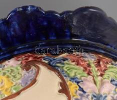 cca 19. sz. vége, Fischer Emil virágtartó kaspó, jelzett, felületi sérüléssel, kopással, több helyen...