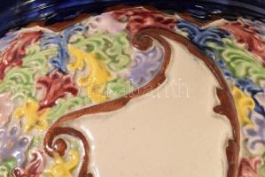 cca 19. sz. vége, Fischer Emil virágtartó kaspó, jelzett, felületi sérüléssel, kopással, több helyen...