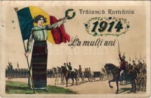 1914 Traiasca Romania 1914, La Multi Ani / Romania's birthday, flag (fl)