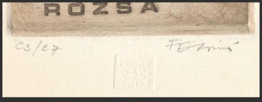 Feszt László (1930-2013): Ex Libris Szánka Rózsa. Rézkarc, mezzotinto papír, jelzett, 5x4 cm