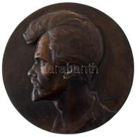 Berán Lajos (1882-1943) 1923. "Petőfi születésének 100. évfordulója" plakettjének nagyméretű, öntött másolata(?), akasztóval és rögzítéshez szükséges csavarmenettel (~152-153mm) T:XF