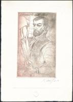 Kass János (1927-2010): A. Vesalius portréja. Rézkarc, papír, jelzett. 19x11 cm.