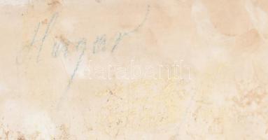 Hágár részben kézzel festett portréja porcelán alapon, sarkánál kopással, 25x18 cm