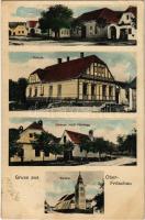 1909 Horní Breckov, Ober Fröschau; Schule, Strasse nach Hardegg, Kirche. Verlag Franz Jelenek / school, street, church (fl)