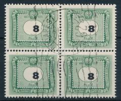 1953 50 éves a magyar portóbélyeg 8f négyestömb elcsúszott értékszámokkal