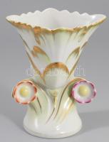 Herendi plasztikus virágmintás váza. Jelzett, hibátlan, m: 13 cm