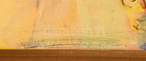 Kiss Elek (1938-1995): Színes kép (cím nélkül). Olaj, vegyes technika, farost. Jelezve jobbra középe...