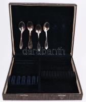 Orosz ezüstözött 24 részes evőeszköz készlet, dobozában