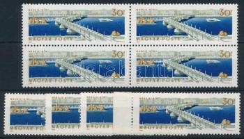 1964 Budapest hídjai négyestömb + 4 db bélyeg az ismert tévnyomattal (12.000)
