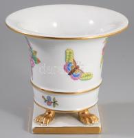 Herendi Viktória mintás karmos váza, jelzett, kis kopással, m: 13 cm