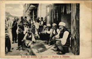 1915 Zvornik, C. S. Nr. 85. Postkartenverlag Cappon / Turkish folklore + "K.u.k. Feldpostamt 315" "M. kir. 30. népfelkelő parancsnokság 4. hadtáp zászlóalj Gazdászati Hivatal" (fl)