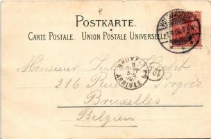 1900 Volmarstein in Wetter, view. Gustav Thun. With glued photo. Art Nouveau, floral, litho (EK)