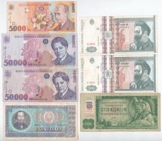 Románia 1966-1998. 100L-50.000L (6db, 4xklf) + Csehszlovákia 1961. 100K, szlovák bélyeggel T:F,VG