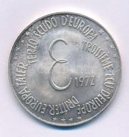 1972. "Harmadik Európa-tallér / Alcide de Gasperi 1881-1954" kétoldalas Ag emlékérem (25.63g/0.900/40mm) T:AU,XF patina 1972. "3rd Thaler of Europe / Alcide de Gasperi 1881-1954" double-sided Ag commemorative medal (25.63g/0.900/40mm) C:AU,XF patina