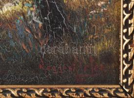 Négyesi Péter (XX. sz.): Erdei fények. Olaj, vászon. Jelezve jobbra lent. Dekoratív fakeretben. 45x3...