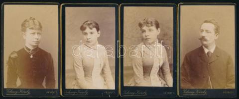 cca 1880 Műtermi portrék, 4 db keményhátú fotó Zelesny Károly pécsi műterméből, 10,5×6,5 cm