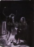 3 db régi üvegnegatív családi képekkel, 12x9 cm