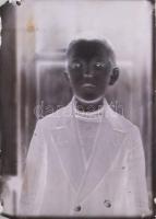 3 db régi üvegnegatív családi képekkel, 12x9 cm