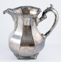 Antik ezüstözött kancsó, jelzett, m: 20 cm