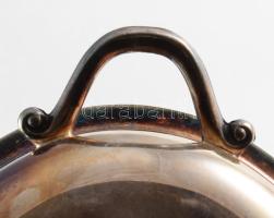 Ezüstözött kínálótál, kis kopással, 27x17cm