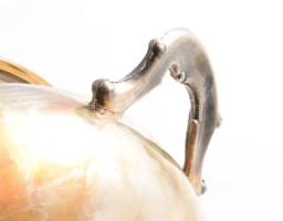 Antik ezüstözött fedeles edény, d: 24 cm, m: 3 cm