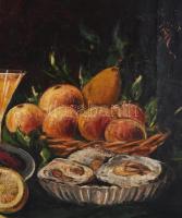 G. Müller-Siedenburg jelzéssel: Csendélet homárral és pezsgővel, 1921. Olaj, vászon. Apró felületi s...