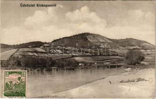 Kiskapus, Kleinkopisch, Copsa Mica; látkép, vasúti híd / view, railway bridge. TCV card (tűnyomok / pinmarks)