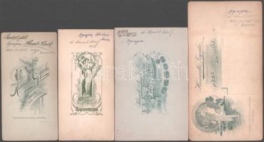 cca 1890-1915 Hamerli Károly pécsi kesztyűgyáros katonaként, 4 db keményhátú fotó, 15,5×8 és 20×10,5...