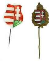 1940 k. "Koronás magyar címer" zománcozott bronz jelvény + 1950 k. "Kossuth-címer" T:AU,XF