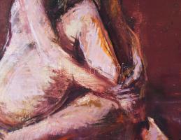 Wagner János (1936-2022): Női akt. Olaj, farost, jelezve jobbra lent. Hátoldalán autográf felirattal...