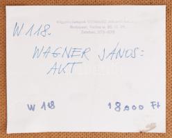 Wagner János (1936-2022): Női akt. Olaj, farost, jelezve jobbra lent. Hátoldalán autográf felirattal...