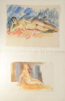 Mez, Alfred (1887-1955), német-svájci művész, 3 db mű: Női aktok. Akvarell, papír, egyik jelzett. Pa...